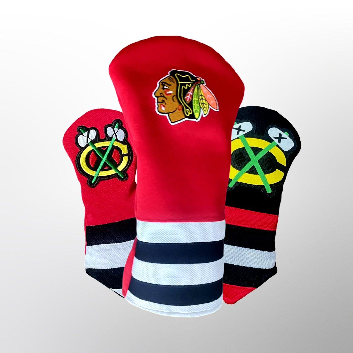 Chicago Blackhawks Golf Head Covers Set - Handcrafted from Blackhawks Jersey - Chicago sports fan