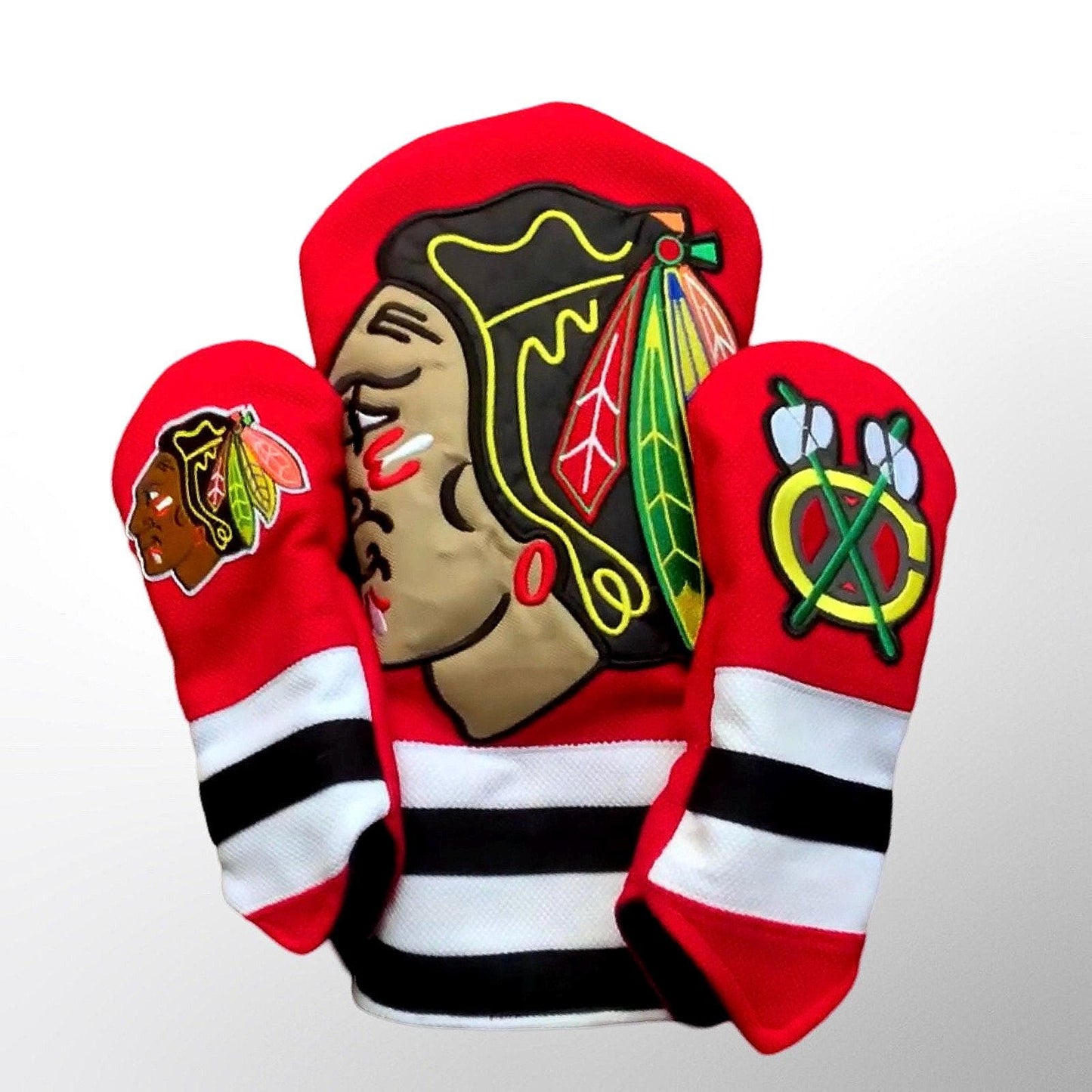 Chicago Blackhawks Golf Head Covers Set - Handcrafted from Blackhawks Jersey - Chicago sports fan