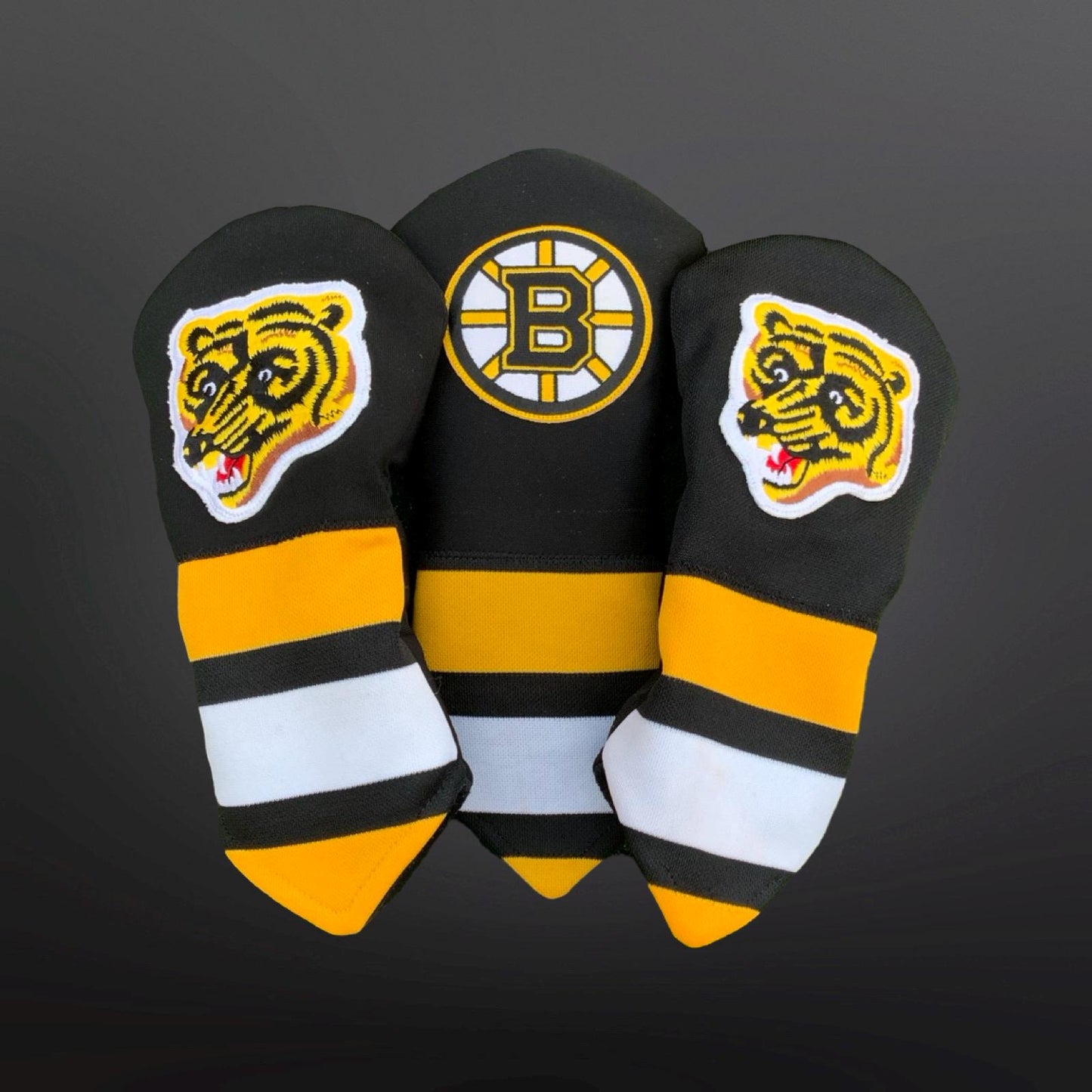 Handmade Boston Bruins Golf Headcovers from NHL Retro Jersey- Boston sports fan- NHL golf accessories