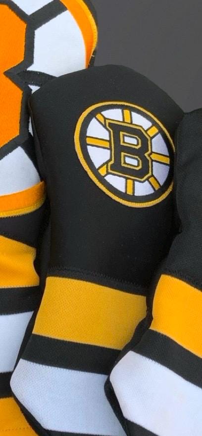 Handmade Boston Bruins Golf Headcovers from NHL Retro Jersey- Boston sports fan- NHL golf accessories